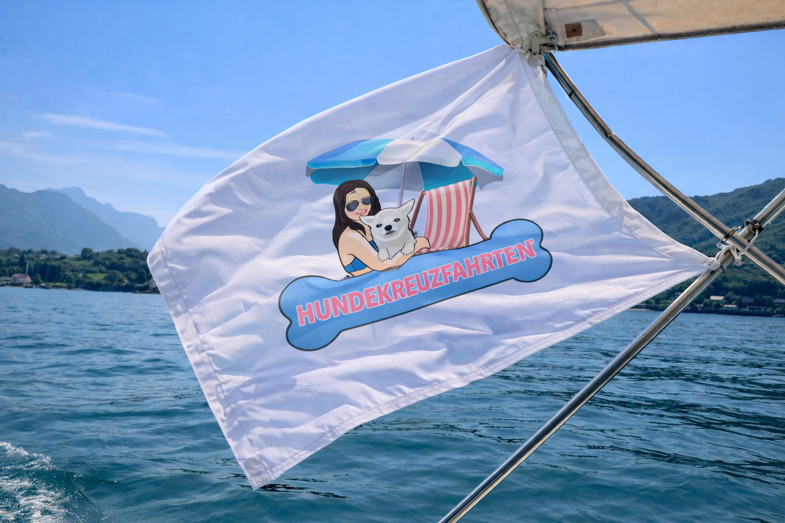 Flagge OTA Online Travel Agency weht über Lago di Como