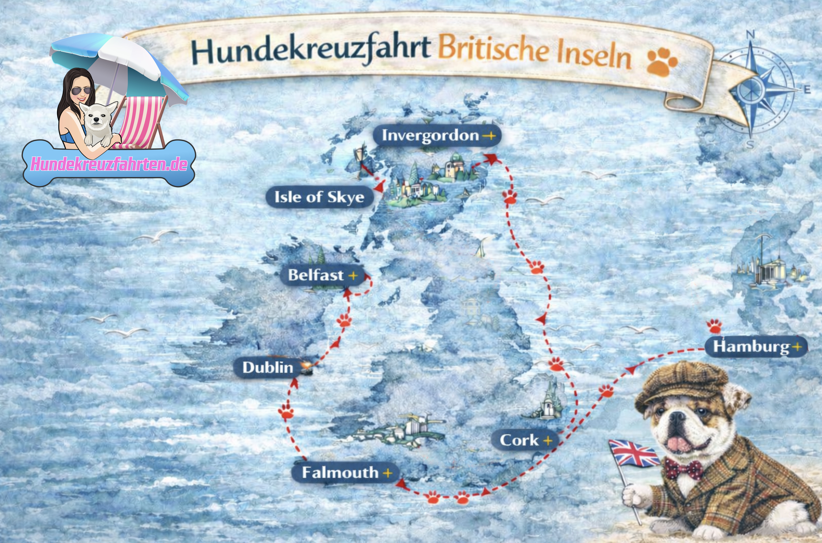 Hundekreuzfahrt zu den Britischen Inseln Cork, Dublin, Belfast und Invergordon